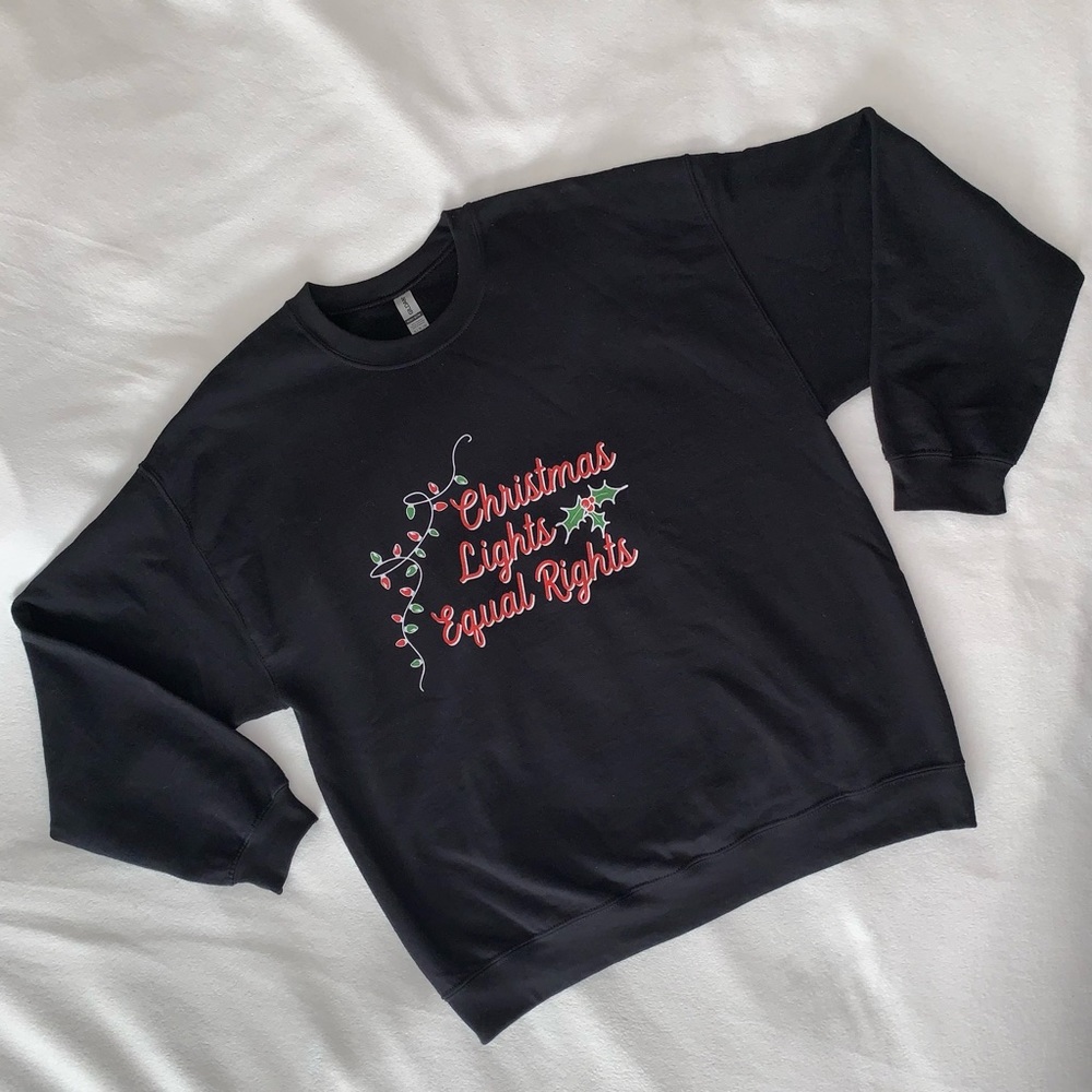 EQUAL RIGHTS Christmas Sweatshirt, size XL, FABULOUS! Feminist, EUC - Picture 3 of 15